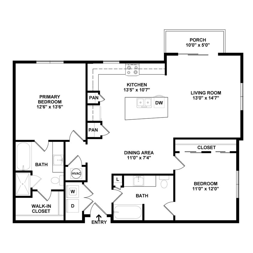 Floor Plan - 2 Bed/2 Bath-B3