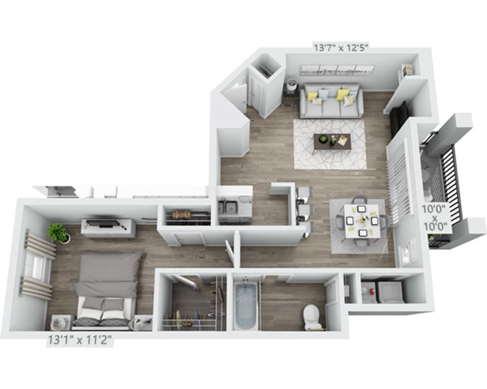 Floor Plan - One Bedroom A1D
