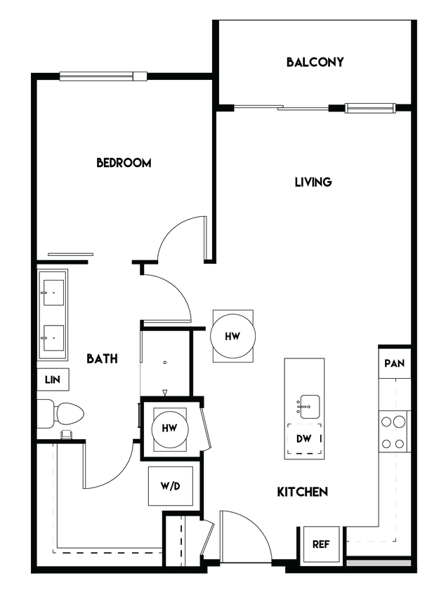 Floor Plan - 1BR 1BA (757 SF)