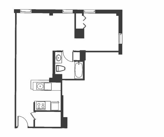 Floor Plan - 1 Bed 1 Bath - A1X
