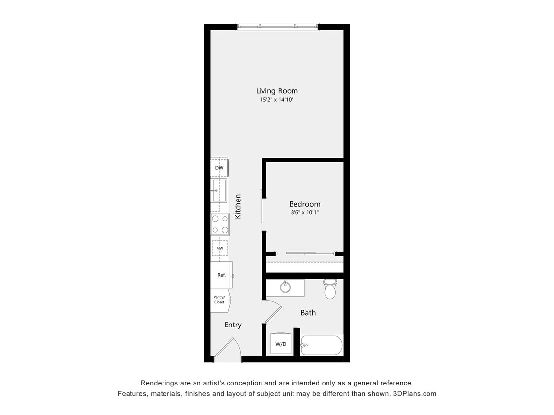 Floor Plan - Urban One Bedroom A02A