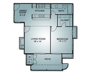 Floor Plan - 1 Bedroom, 1 Bath
