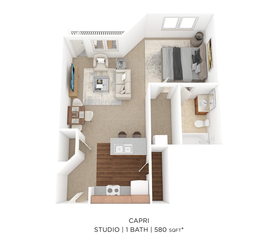 Floor Plan - Studio-580 sqft
