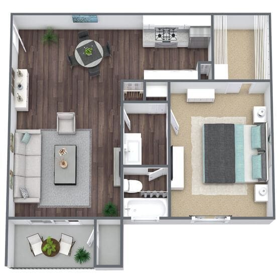 Floor Plan - A3: 1 Bed 1 Bath