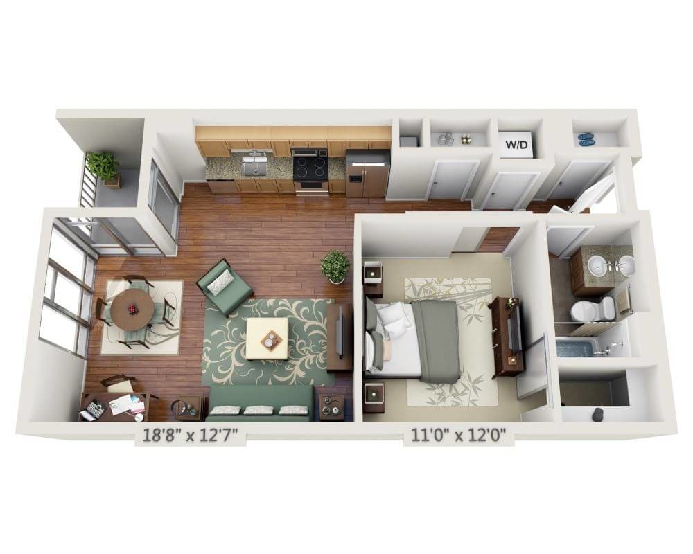 Floor Plan - One Bedroom A1D