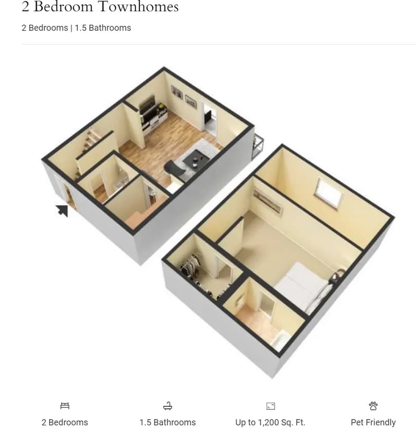 Floor Plan - 2 Bed | 1.5 Bath