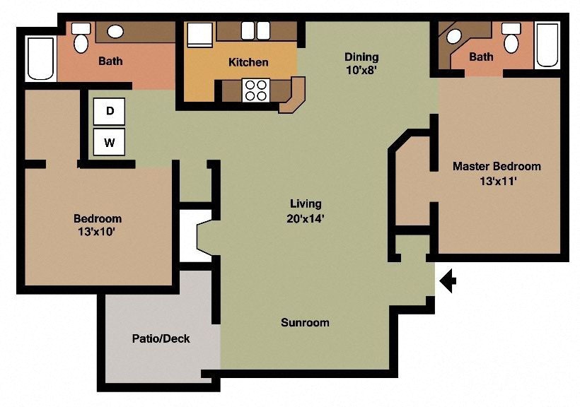 Floor Plan - 2bed - 2bath