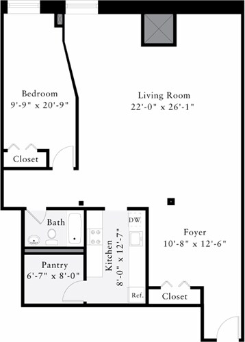 Floor Plan - The Lofts 1 Bedroom L