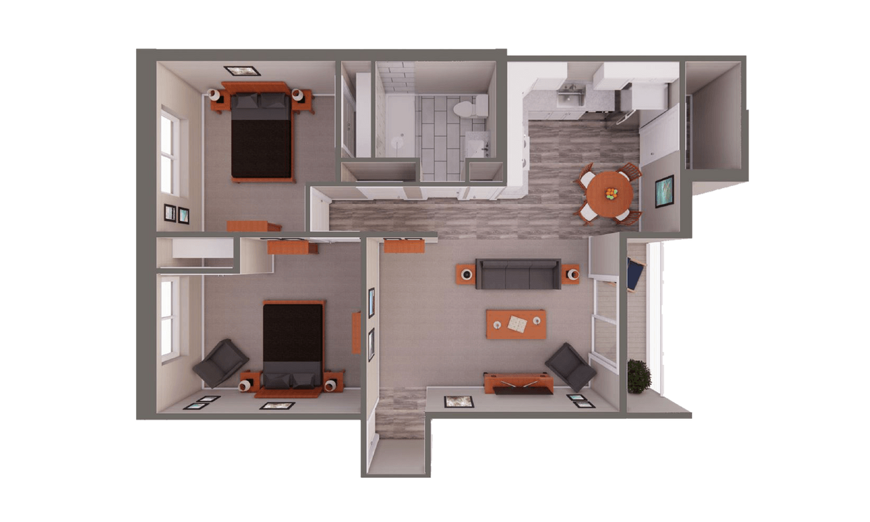Floor Plan - Two Bedroom- Inside Corner