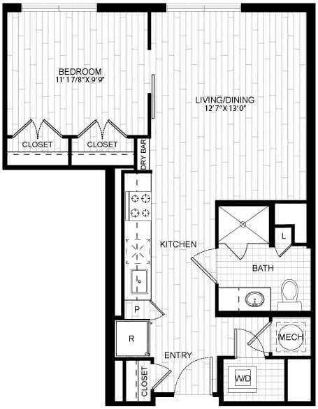 Floor Plan - 1 Bed/1 Bath-T_S01