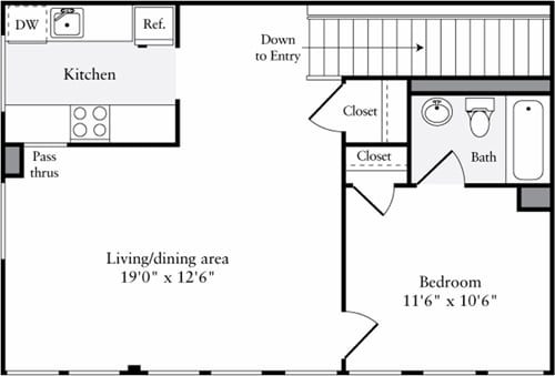 Floor Plan - The Lofts 1 Bedroom B