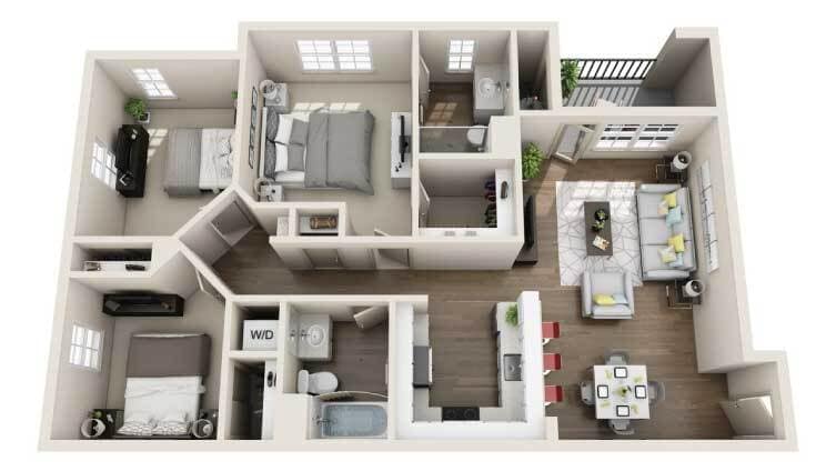 Floor Plan - 3 Bedroom + 2 Bath | Arrive I