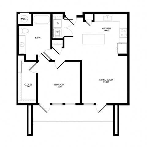 Floor Plan - One-Bedroom (A6)