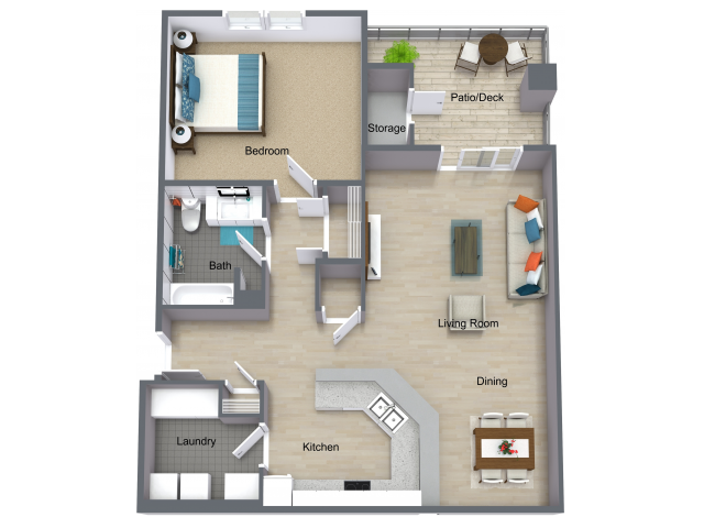 ONE BEDROOM - Floor Plan B - 1x1 B