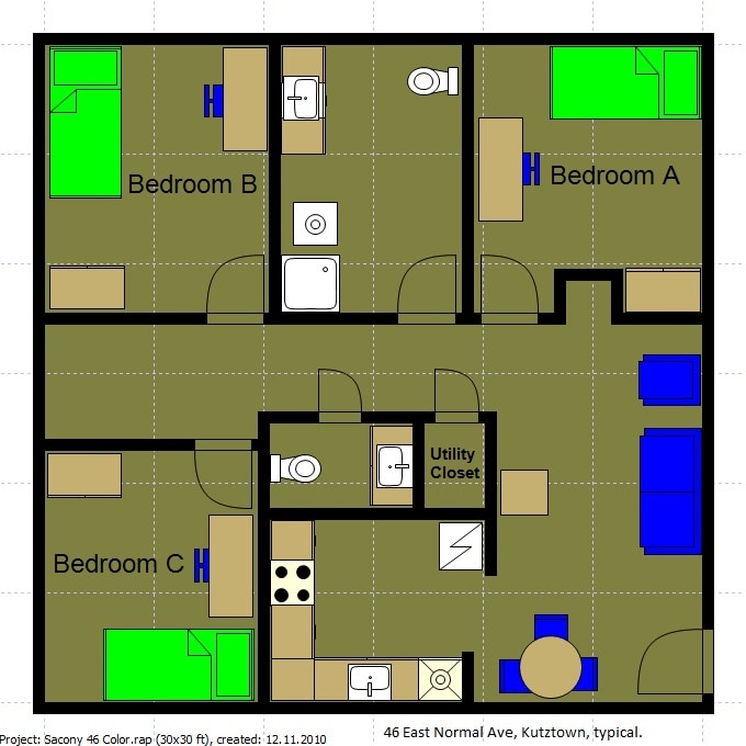 Floor Plan - 3 BR Model