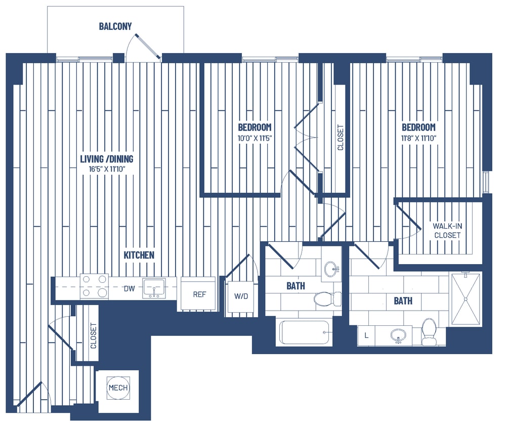 Floor Plan - 2 Bed/2 Bath-HP1 1108
