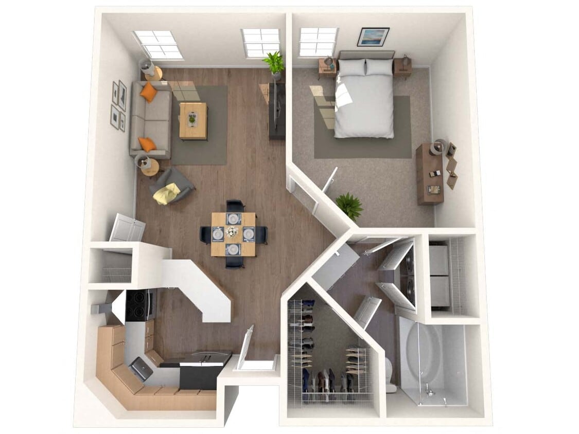 Floor Plan - Traditional 1x1 647-952 SF