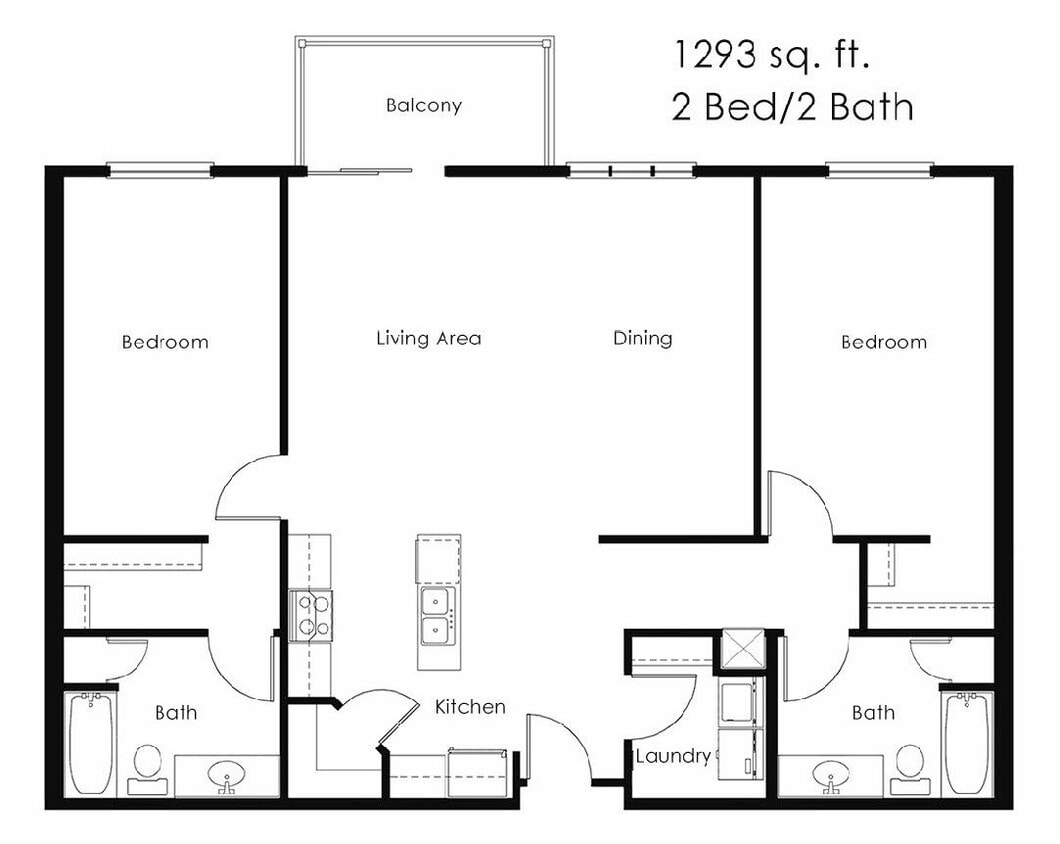 Floor Plan - 2 Bed 2 Bath | 1293 sqft