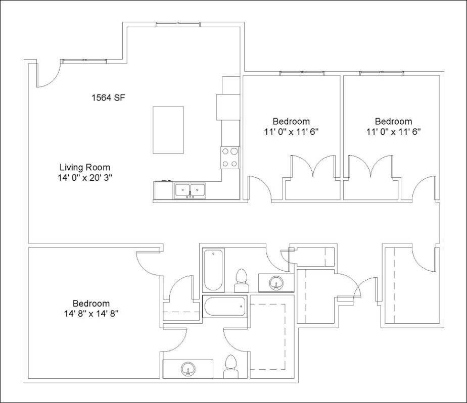 Floor Plan - 3 Bed/2 Bath | 1,564 SF