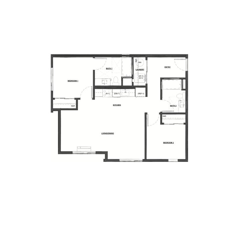Floor Plan - 2BR/2.0BA