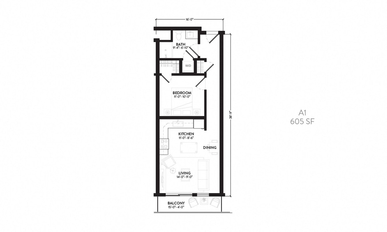 Floor Plan - A1* (Income restricted apartment.  Call for det...