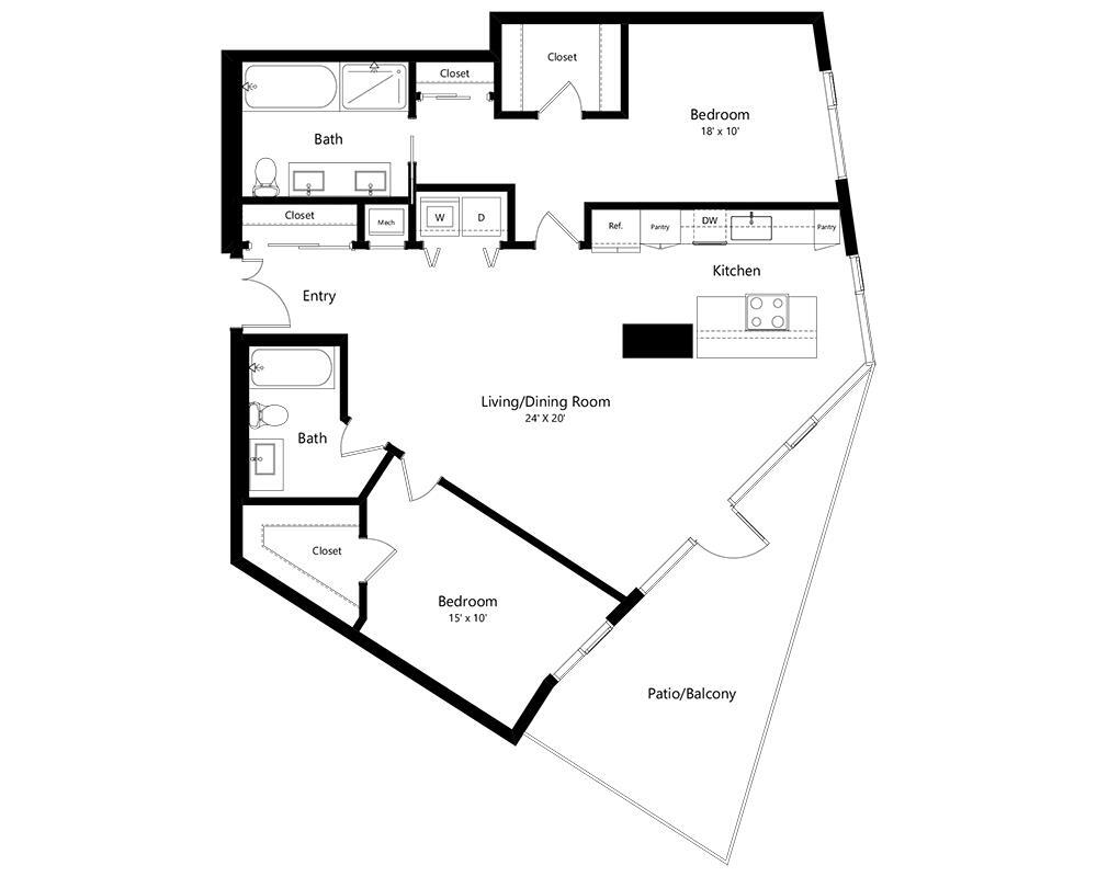 Floor Plan - Two Bedroom B2AA