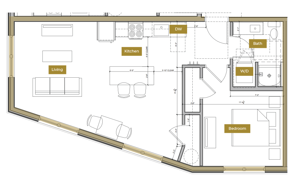 Floor Plan - 1 Bedroom Floor Plan H | Lofts North