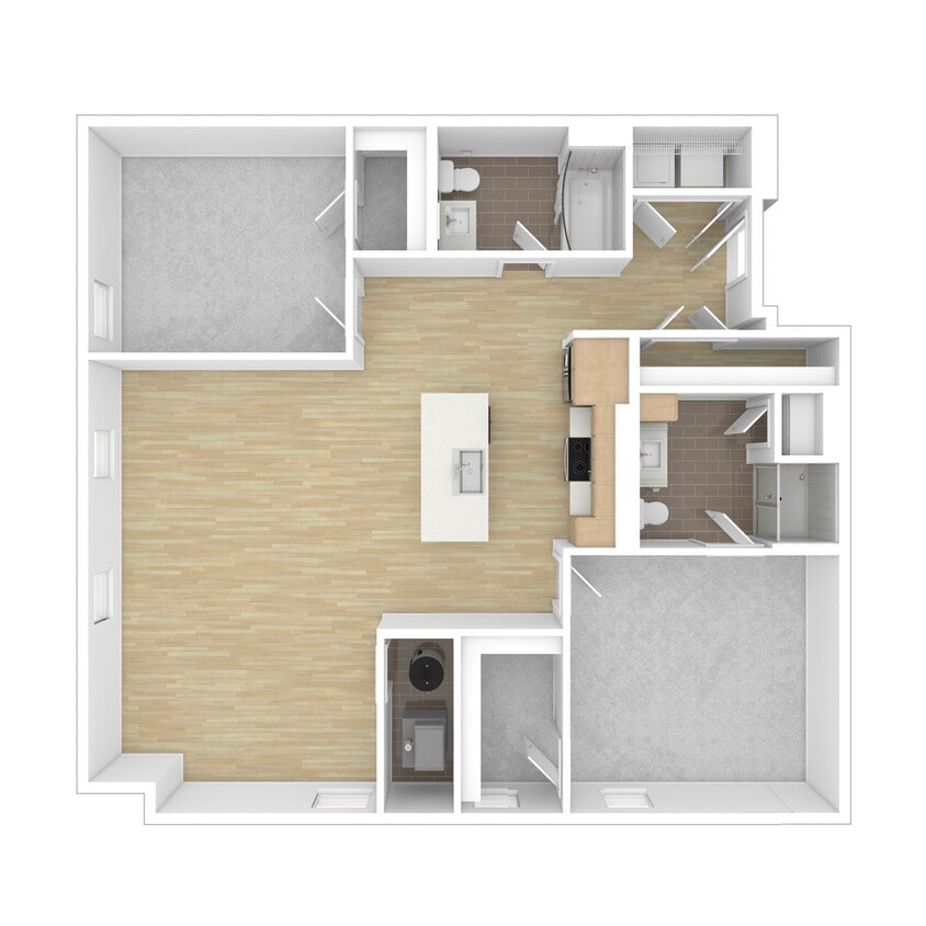 Floor Plan - Two Bedroom Two Bathroom 2H.2