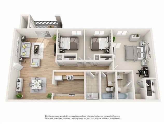 Floor Plan - 3 Bedroom 2 Bathroom