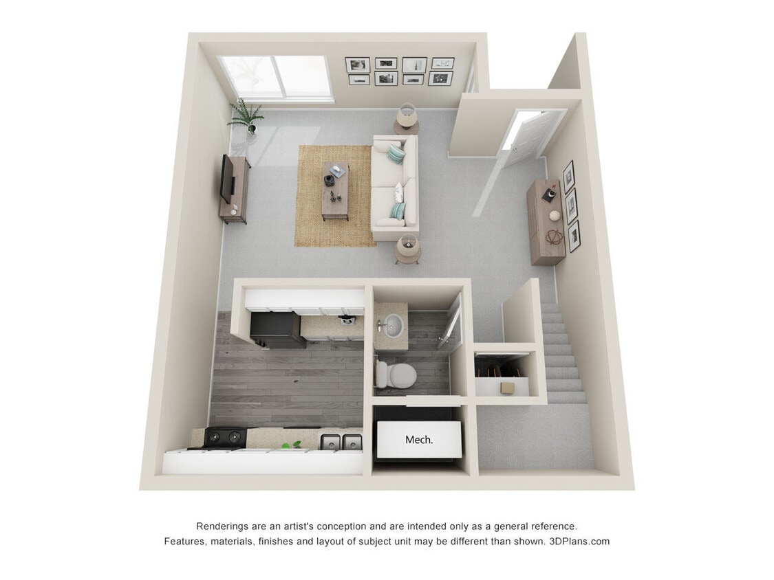 Floor Plan - 2x1.5 TH | 850sf