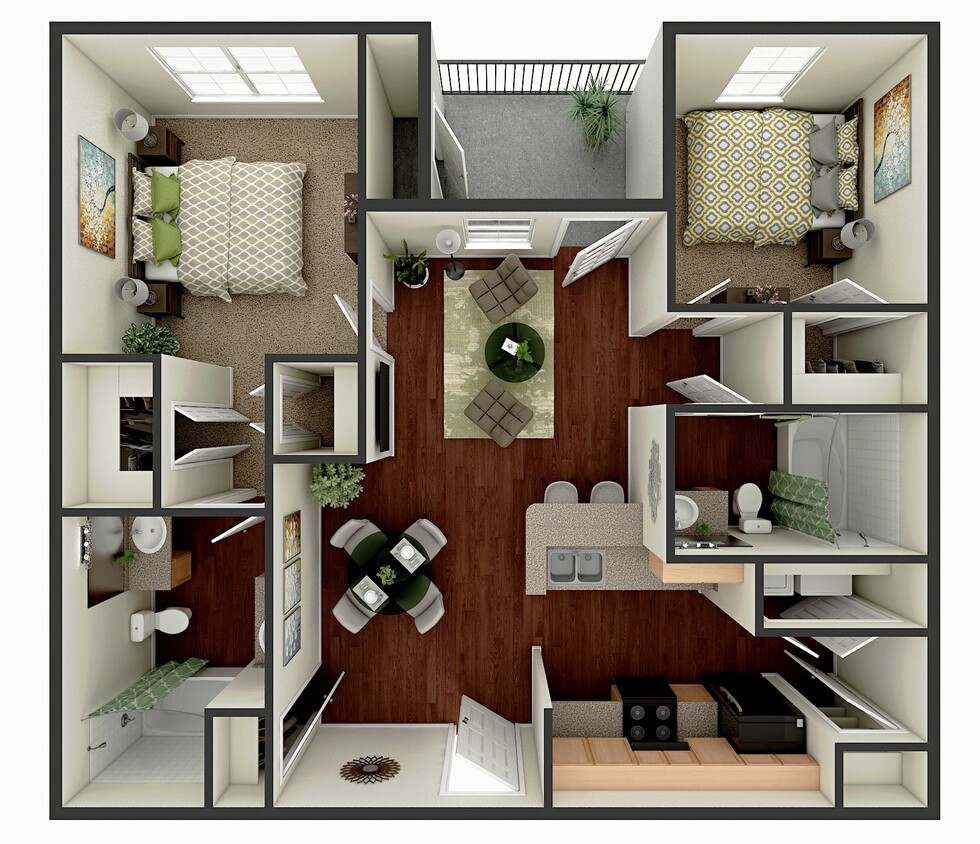 Floor Plan - 2BR2B- 60%Pine Crest Apartments