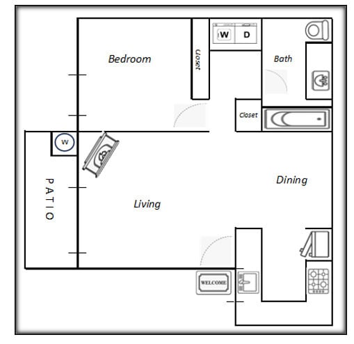 The Birch, 1X1 - 739sf - The Birch