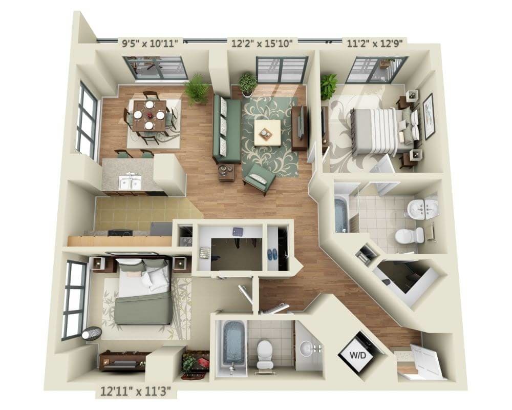 Floor Plan - 2 BEDROOM TOWER (B2E)