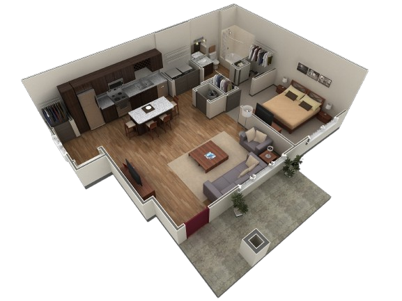Floor Plan - 1 BR Grand Courtyard
