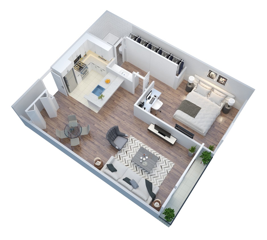 Floor Plan - 1 Bed / 1 Bath