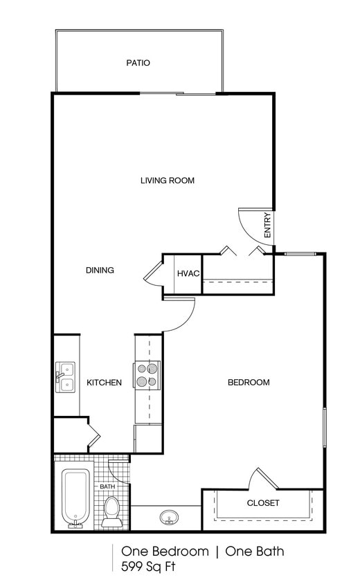 FP_Timber Ridge_A6_599 SF.jpeg - 1 bedroom 1 bath