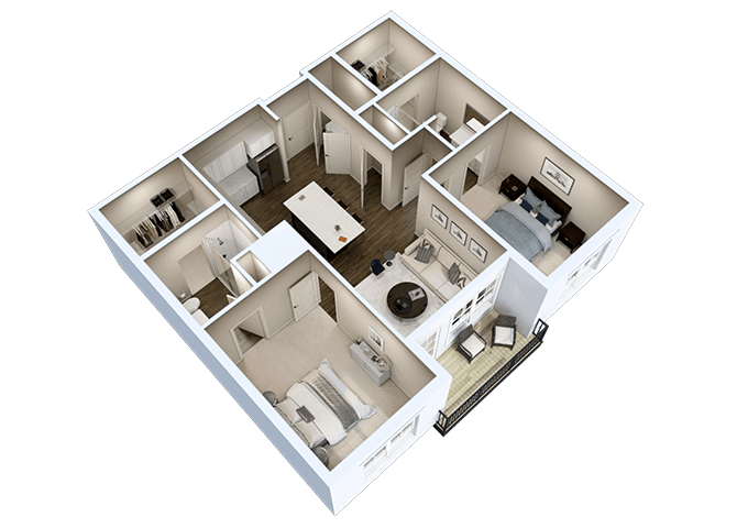 Floor Plan - 2 Bed 2 Bath B