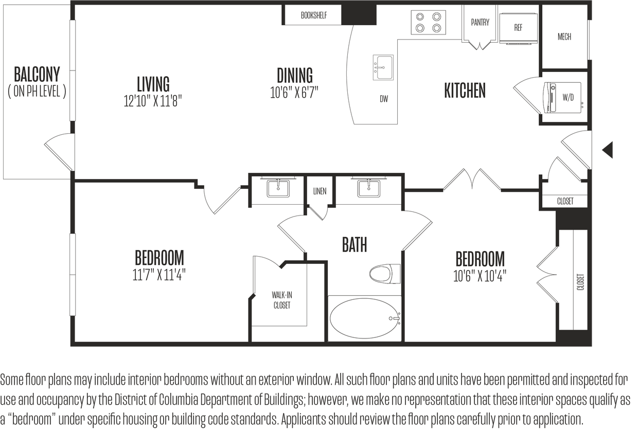 Floor Plan - 2 Bed/1 Bath-2B