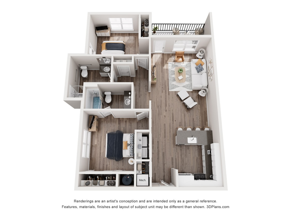 Floor Plan - Peak Furnished (2x2)