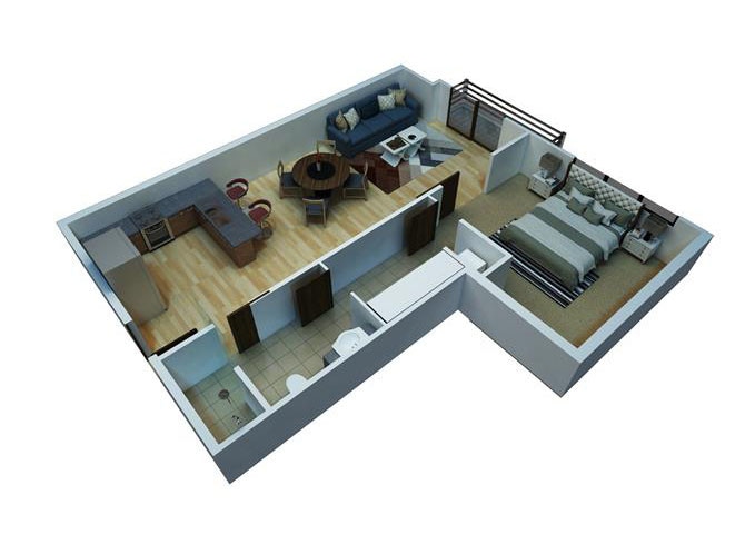 Floor Plan - 1 Bedroom  1 Bathroom