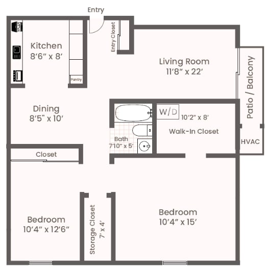2 Bedroom wd 1050 - Two Bedroom Garden - Remodel with Washer/Dryer