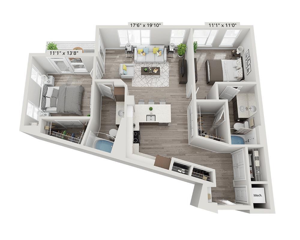 Floor Plan - Two Bedroom B2E