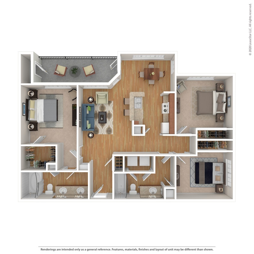 Floor Plan - 3 Bed 2 Bath 1370 SqFt (1253 Net)