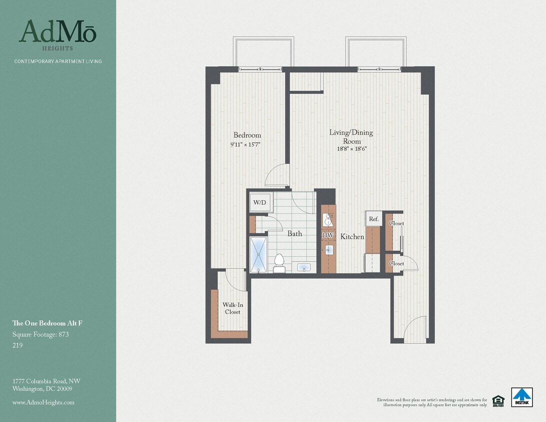Floor Plan - The One Bedroom Alt F