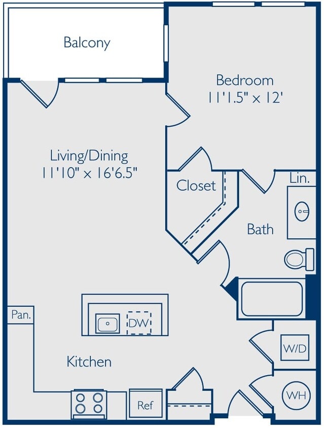 Floor Plan - 1 Bed 1 Bath A1F