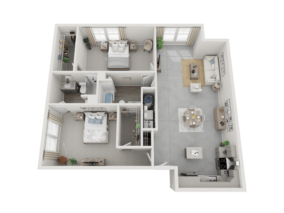Floor Plan - 2 Bed 2 Bath 1260 sqft