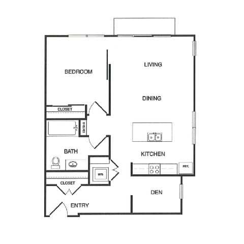 Floor Plan - 1x1 Den D