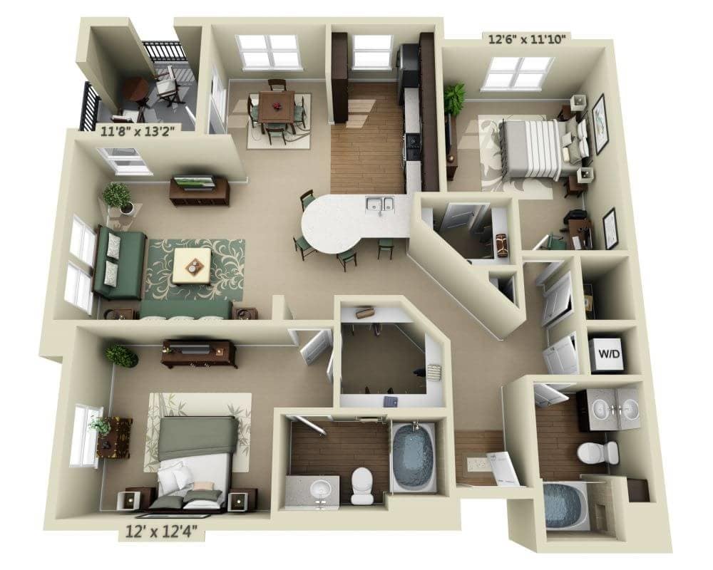 Floor Plan - Two Bedroom B2D