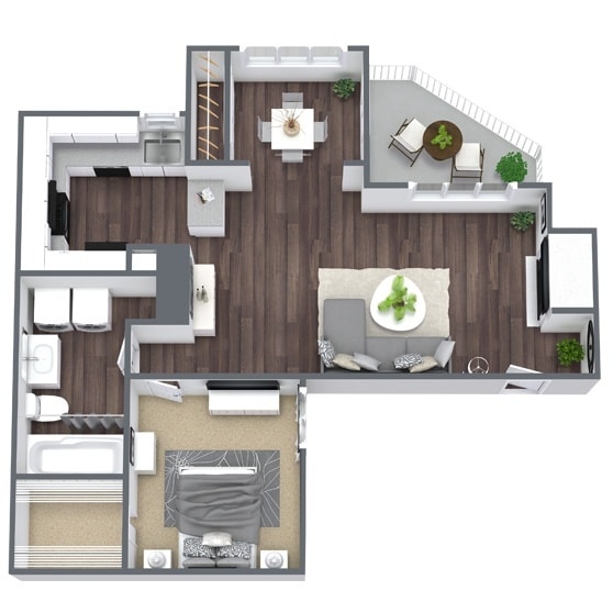 Floor Plan - A3: 1 Bed 1 Bath
