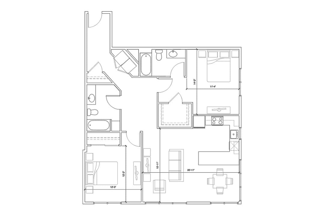 Floor Plan - 2x2 C